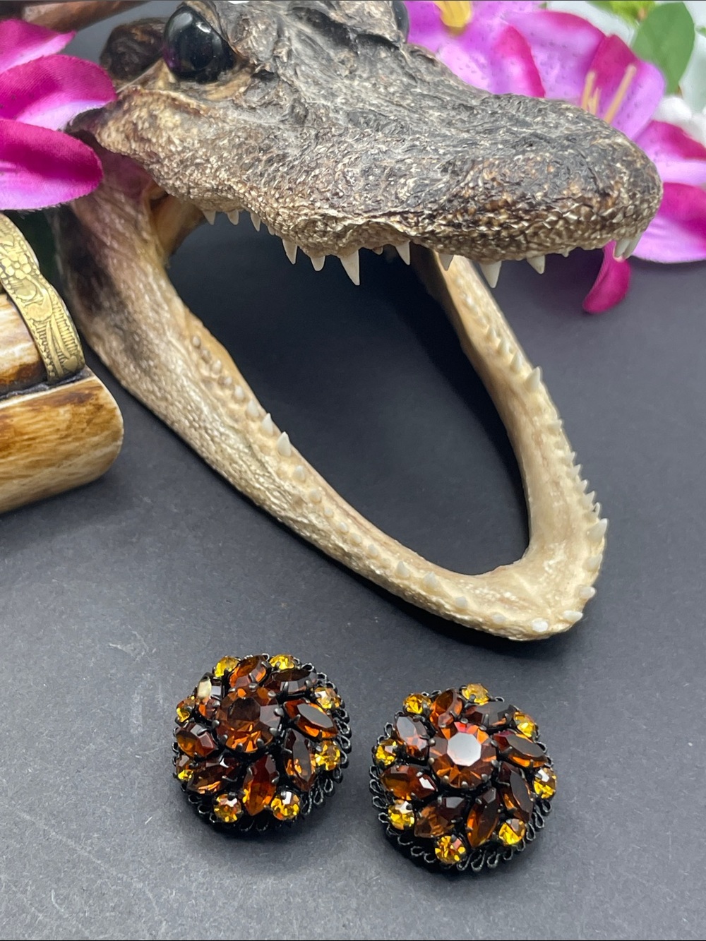 Austria crystal clip earrings vintage